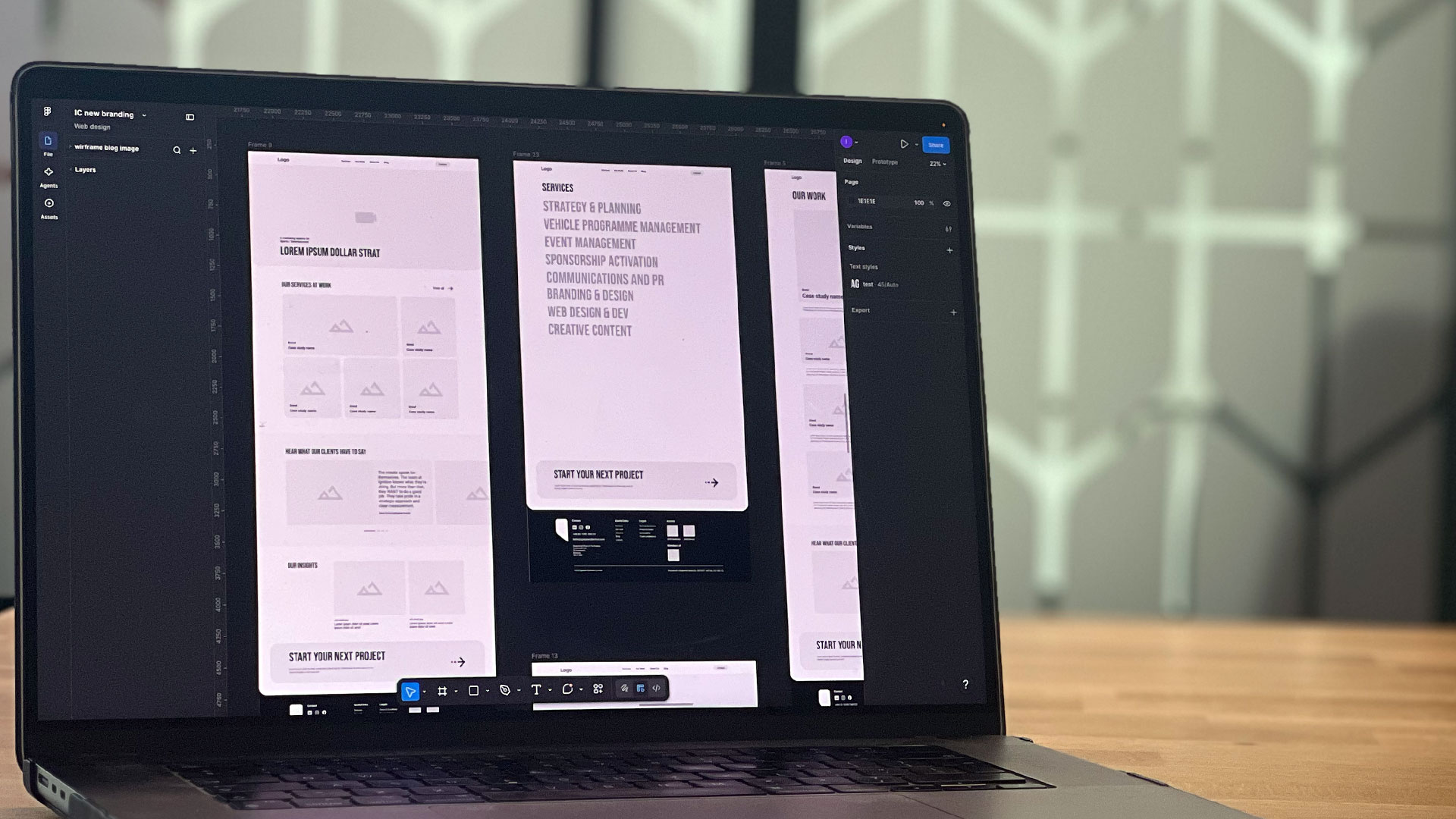 laptop displaying a website rebuild draft